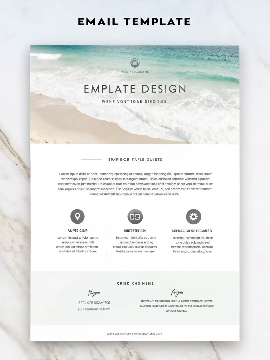 A close-up shot of a beautifully designed email template showcasing a luxury garden design project, emphasizing visual appeal and brand consistency.